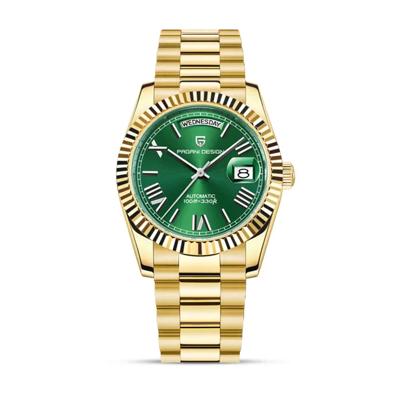 Pagani Design PD-1752 Day-Date Green Dial Gold-tone Men's Watch